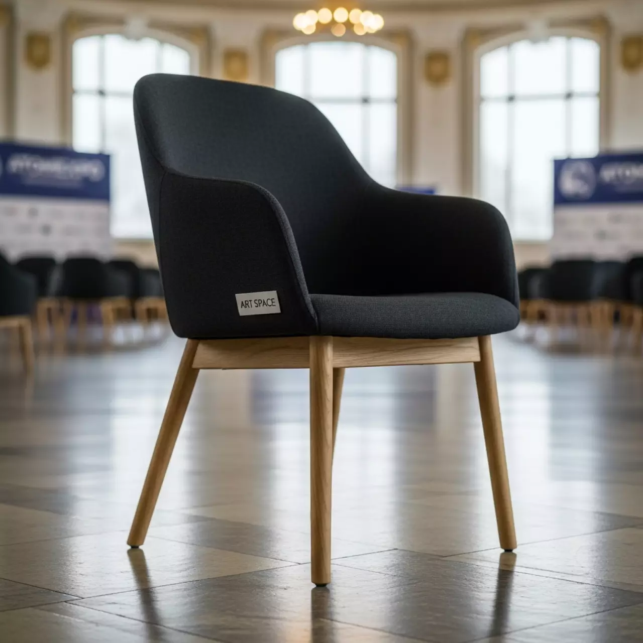 Аренда Стул деревянные ножки угольно серый Канани в Зимнем театре — ART SPACE