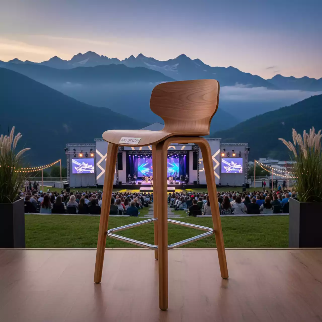 Аренда Стул деревянный полубарный Folk в Radisson Hotel Rosa Khutor — ART SPACE