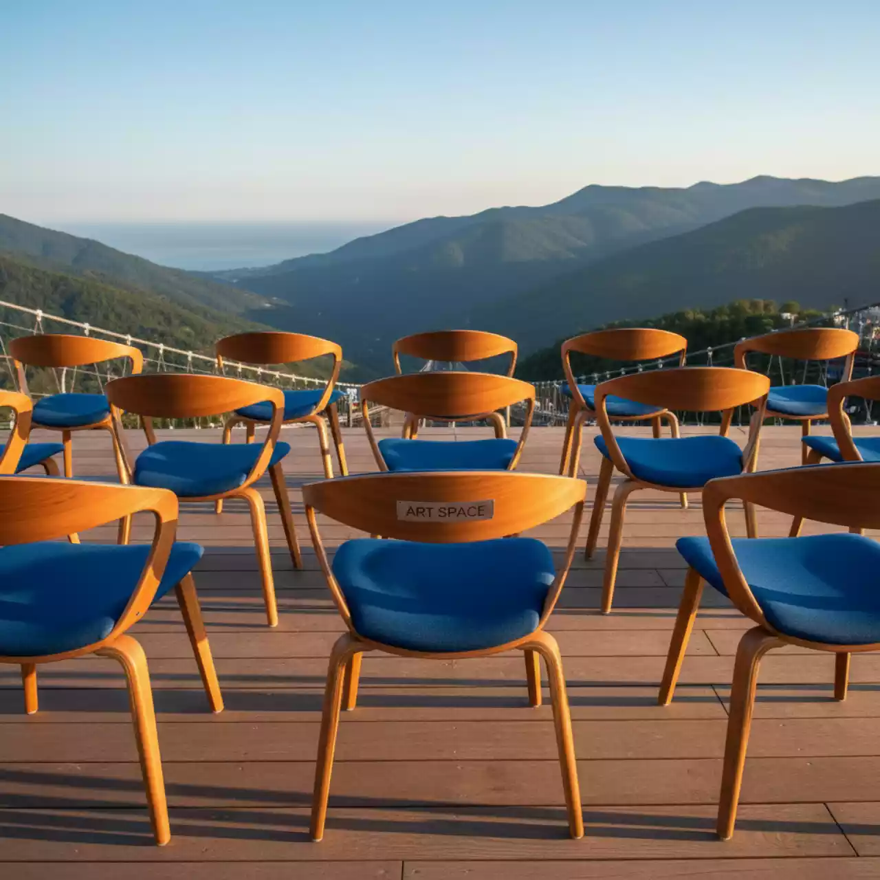 Аренда Стул деревянный синий Eames в Skypark Sochi — ART SPACE