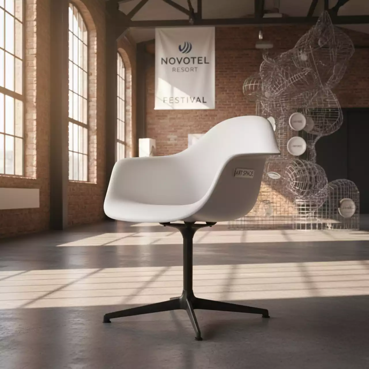 Аренда Стул дизайнерский Eames DSW black metal в Novotel Resort — ART SPACE