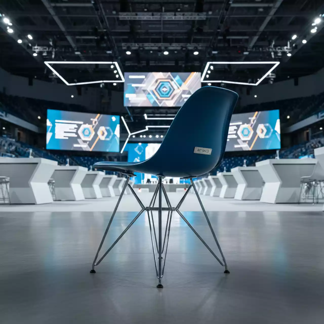 Аренда Стул дизайнерский Eames стиль DSW хром на арене «Фишт» — ART SPACE