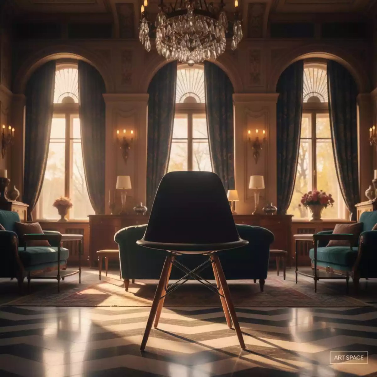 Аренда Стул дизайнерский Eames стиль DSW Style Blackness в усадьбе Голицына — ART SPACE