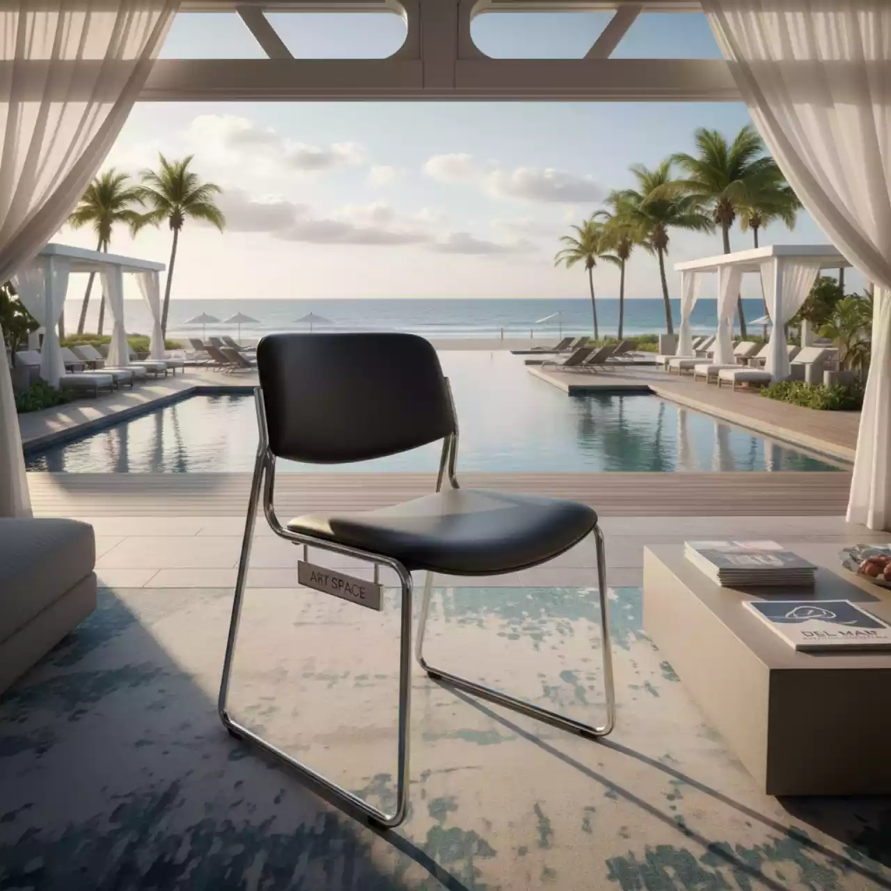 Аренда Стул для посетителя Sylwia Chrome V в пляжном клубе Del Mar — ART SPACE