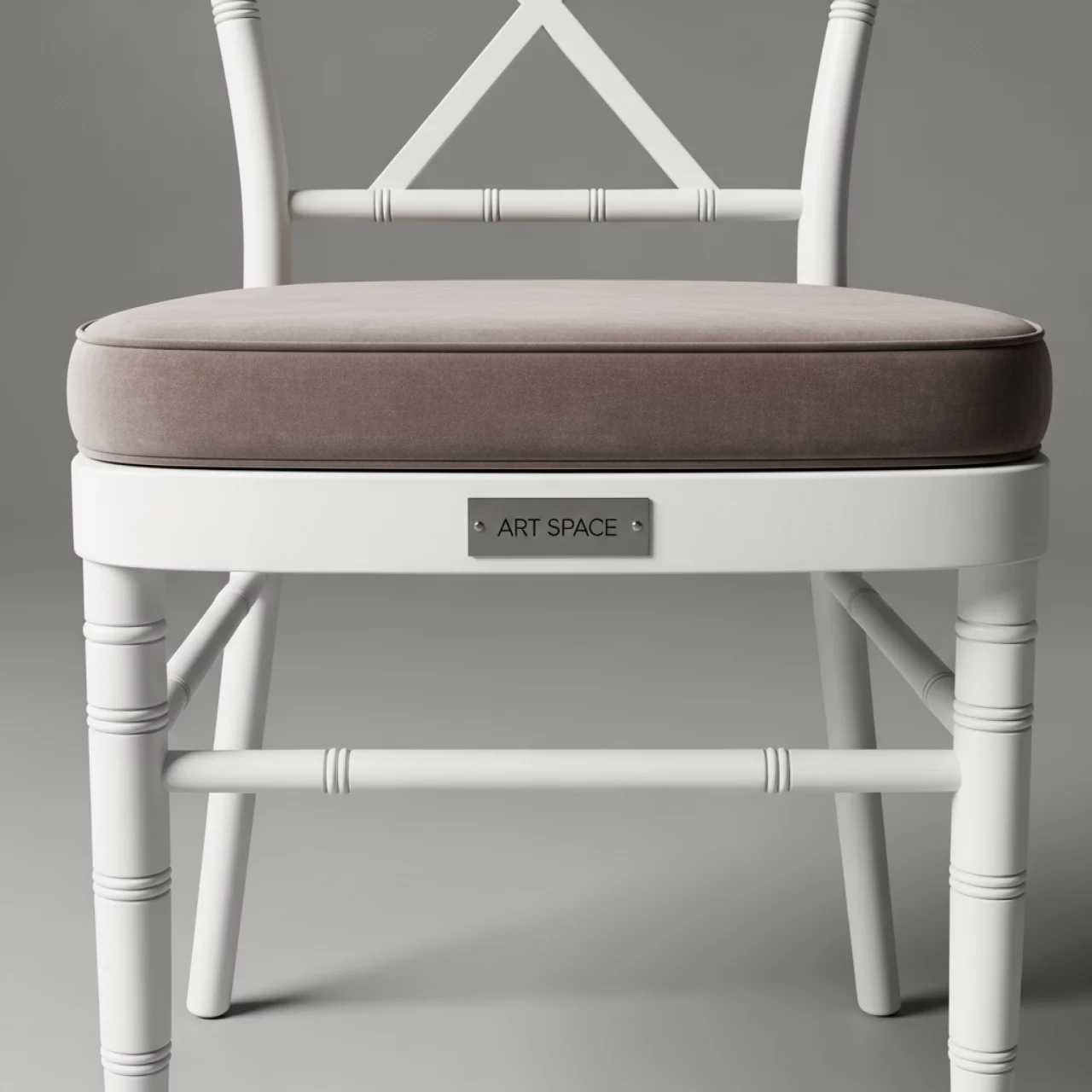 Аренда Стул ДОМИНГО белый с бархатной подушкой цвета пыльный инжир на Сочи Автодроме — ART SPACE