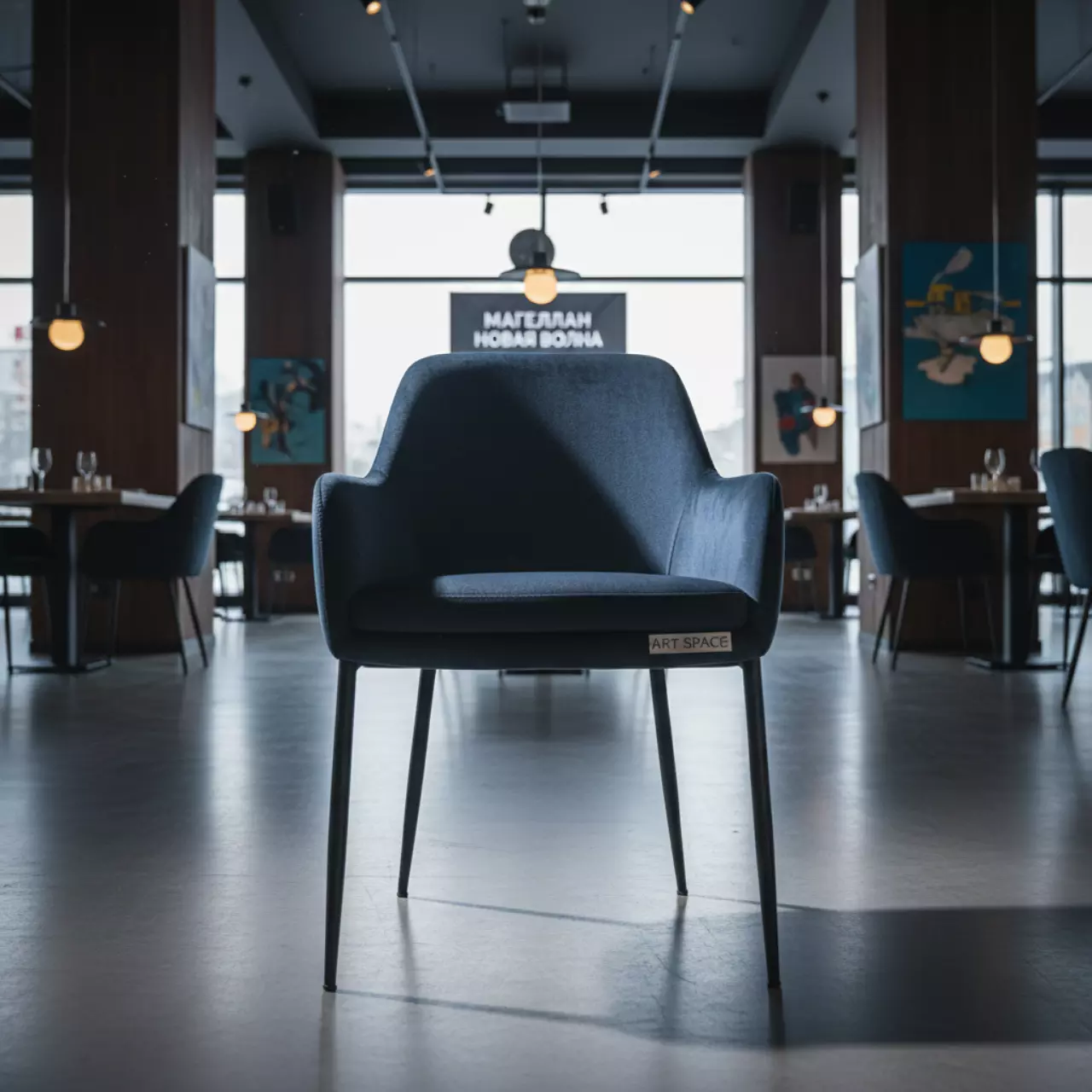 Аренда Стул Drezden велюр Furla ножки металл RAL в ресторане «Магеллан» — ART SPACE