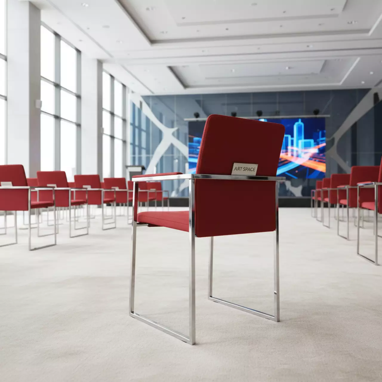 Аренда Стул ДЮПОН серебряный красный в отеле «Звездный» — ART SPACE