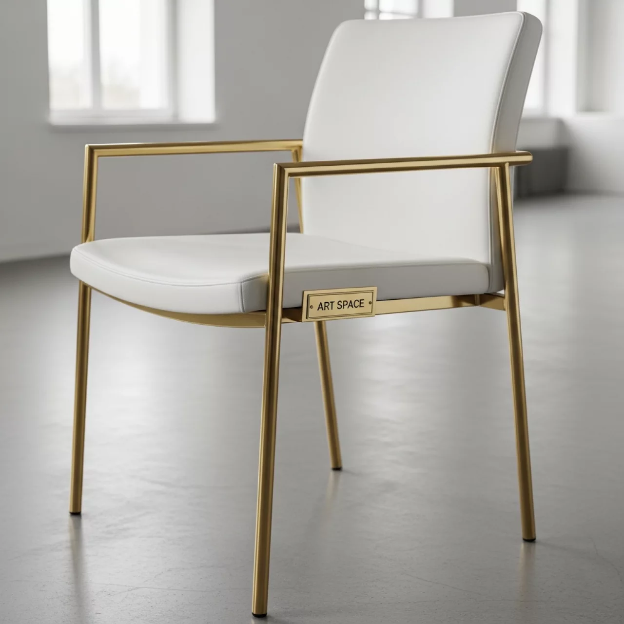Аренда Стул ДЮПОН золотой белая экокожа в комплексе «Дагомыс» — ART SPACE