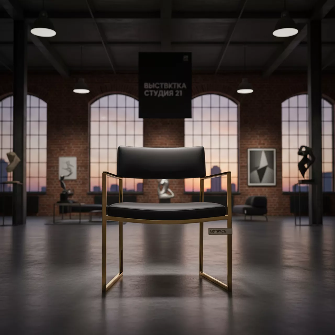 Аренда Стул ДЮПОН золотой черный в лофте «Студия 21» — ART SPACE