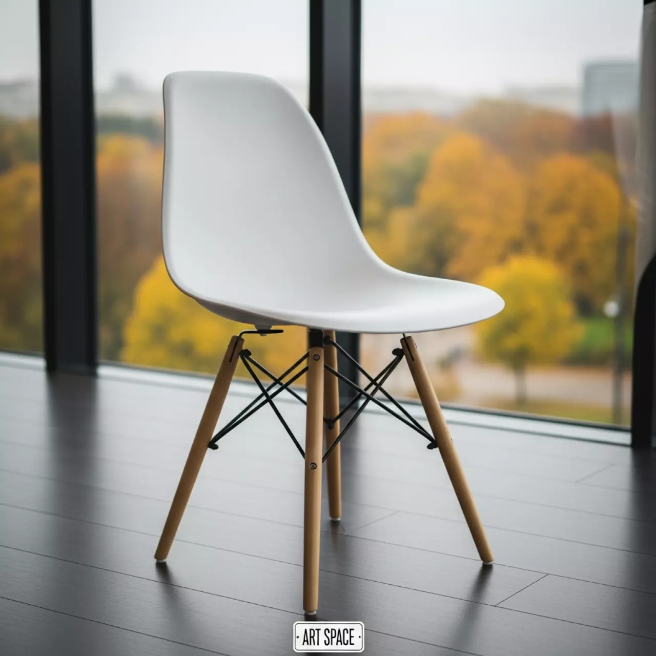 Аренда Стул Eames белый дерево в ресторане «Высота 5642» — ART SPACE