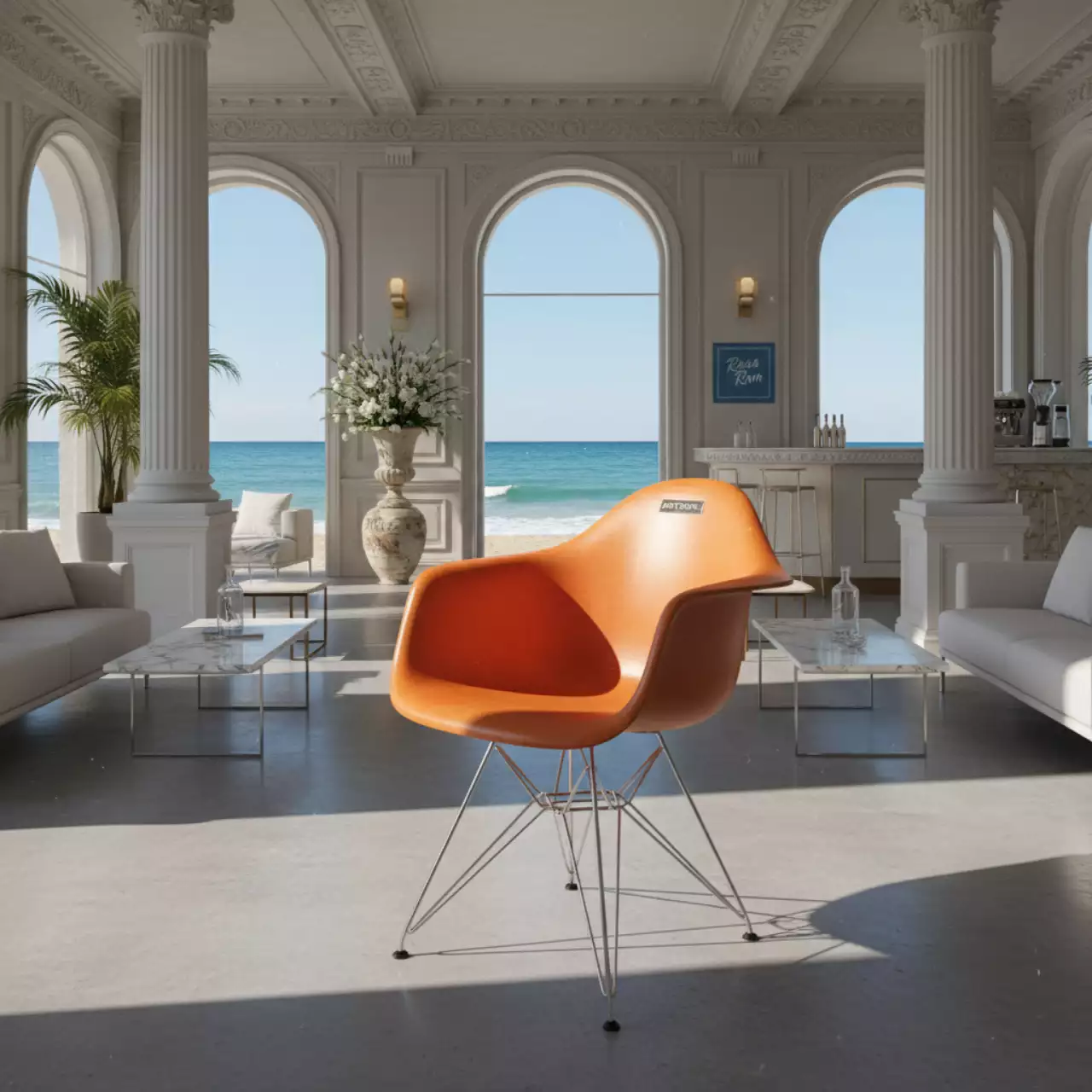 Аренда Стул Eames DSR оранжевый в пляжном клубе Del Mar — ART SPACE