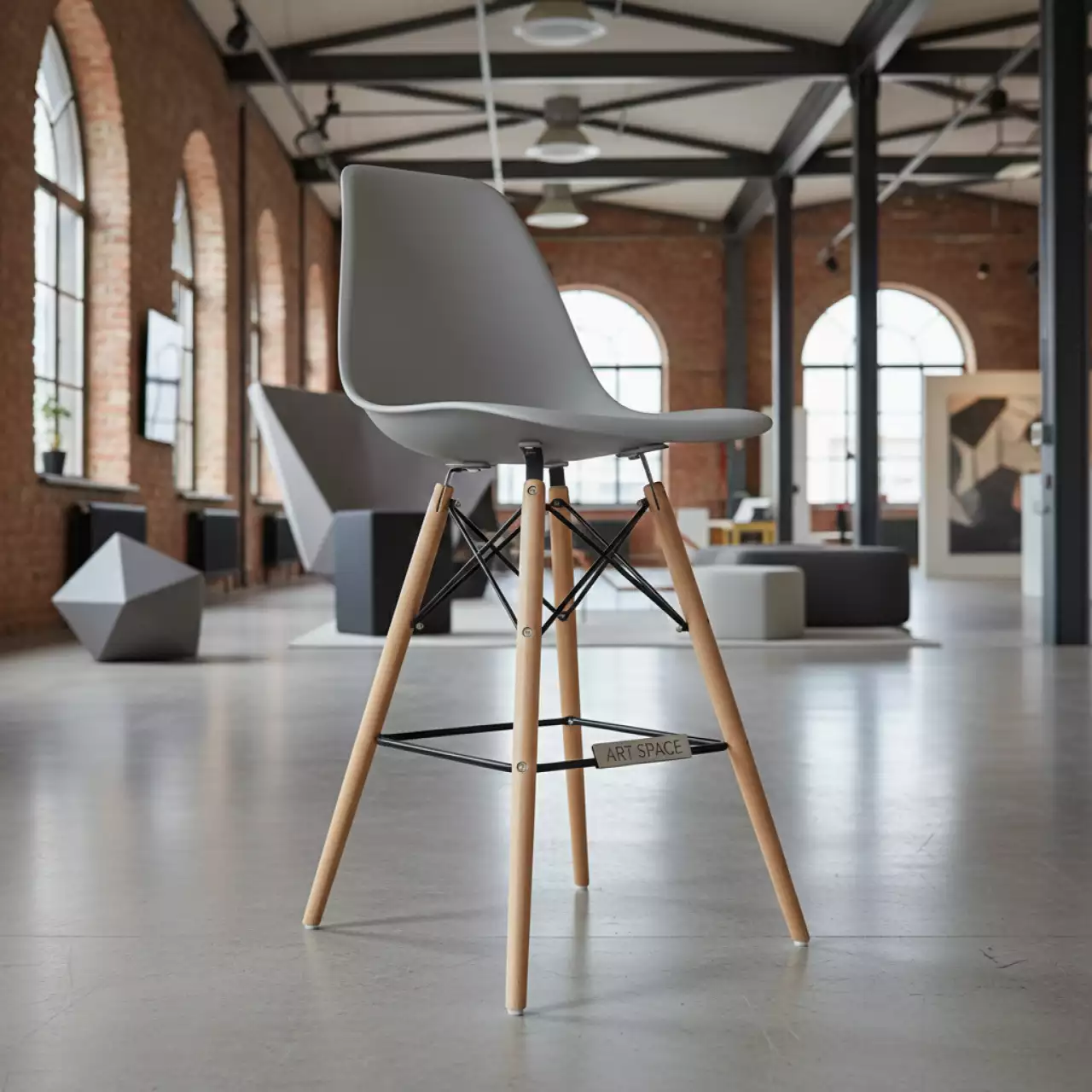 Аренда Стул Eames DSW ECO барный серый в лофте «Студия 21» — ART SPACE