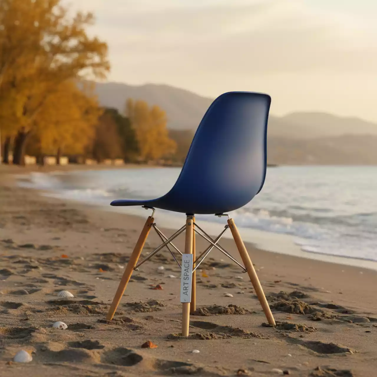 Аренда Стул Eames Style DSW синий разборный каркас на пляжных клубах Хосты — ART SPACE