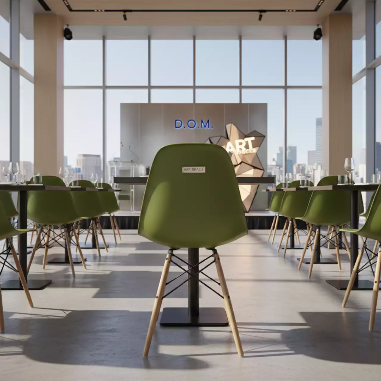 Аренда Стул Eames зеленый в ресторане «D.O.M» — ART SPACE