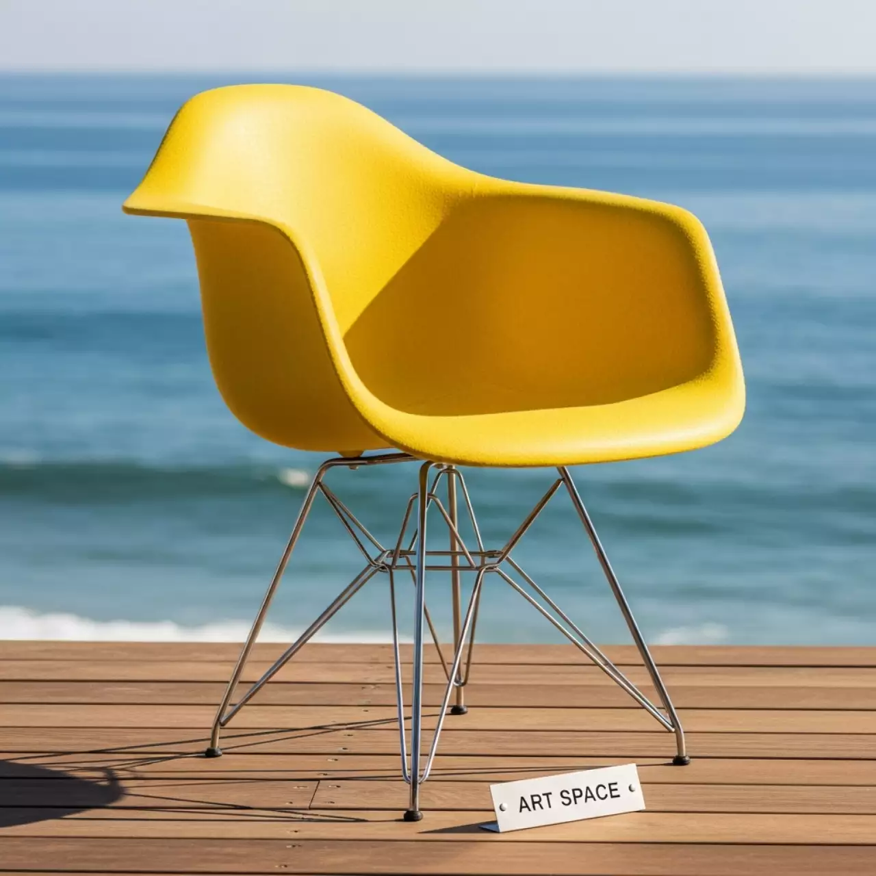 Аренда Стул Eames желтый металл в пляжном клубе Del Mar — ART SPACE