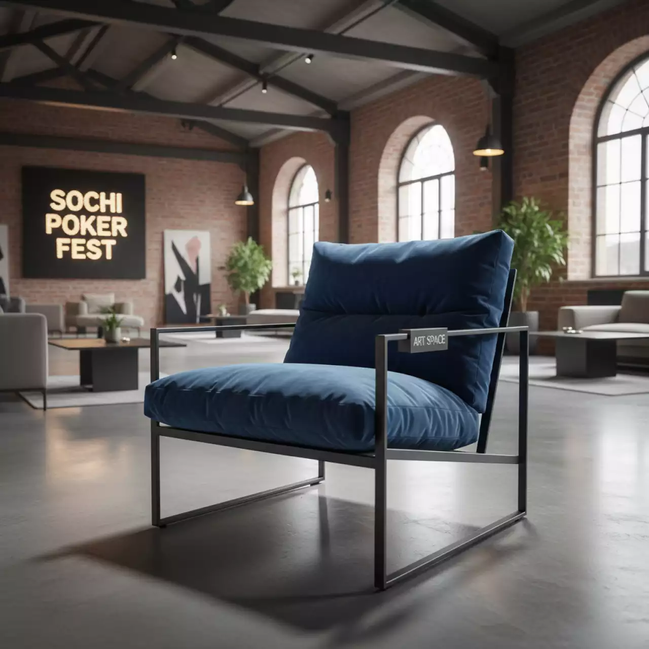 Аренда Стул Easy велюр синий в лофте «Студия 21» — ART SPACE