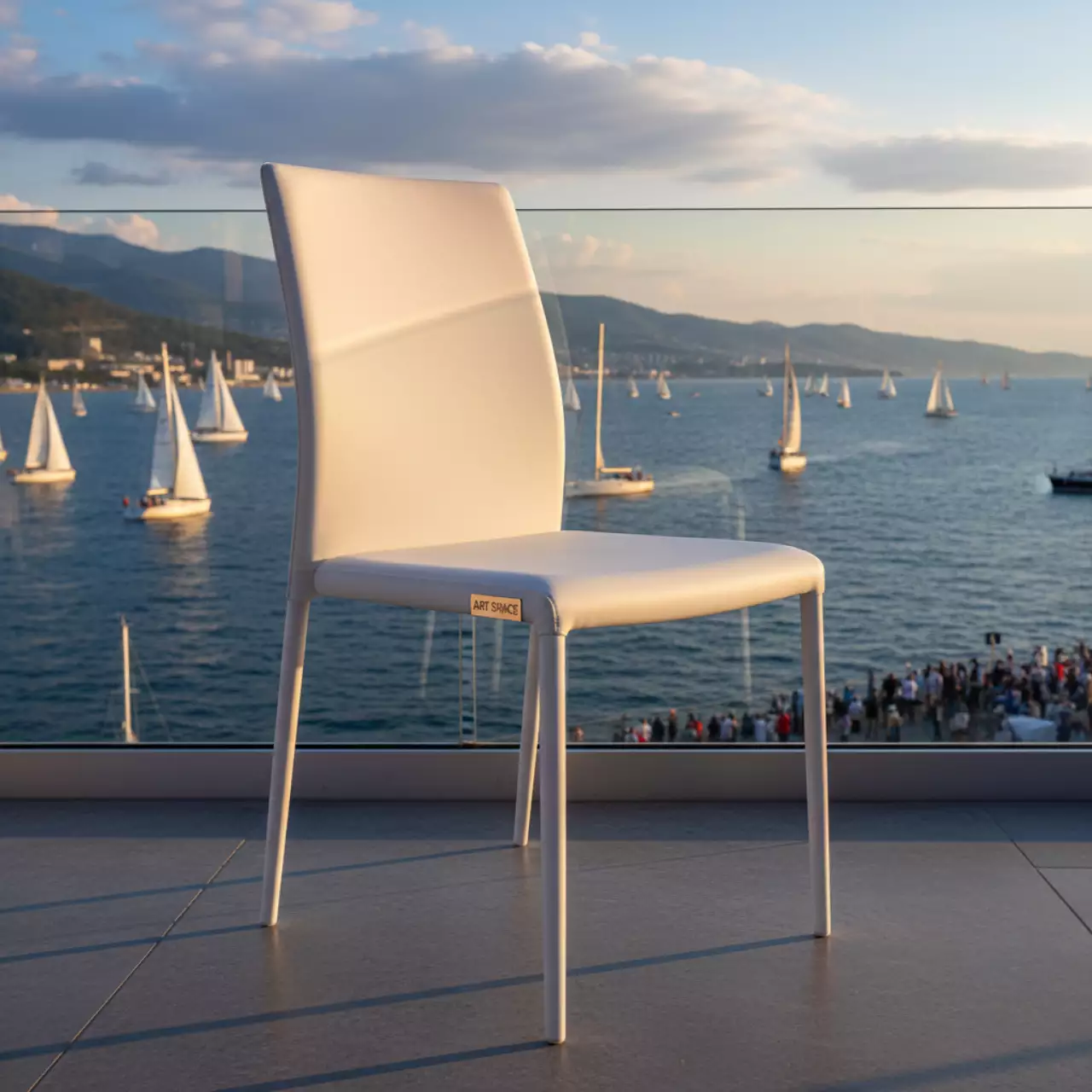 Аренда Стул экокожа белая белые ножки Oliver на парусной регате (Сочи) — ART SPACE