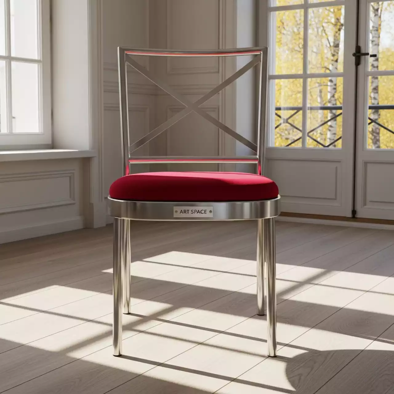 Аренда Стул Fanfare серебро красный на вилле «Анна» — ART SPACE