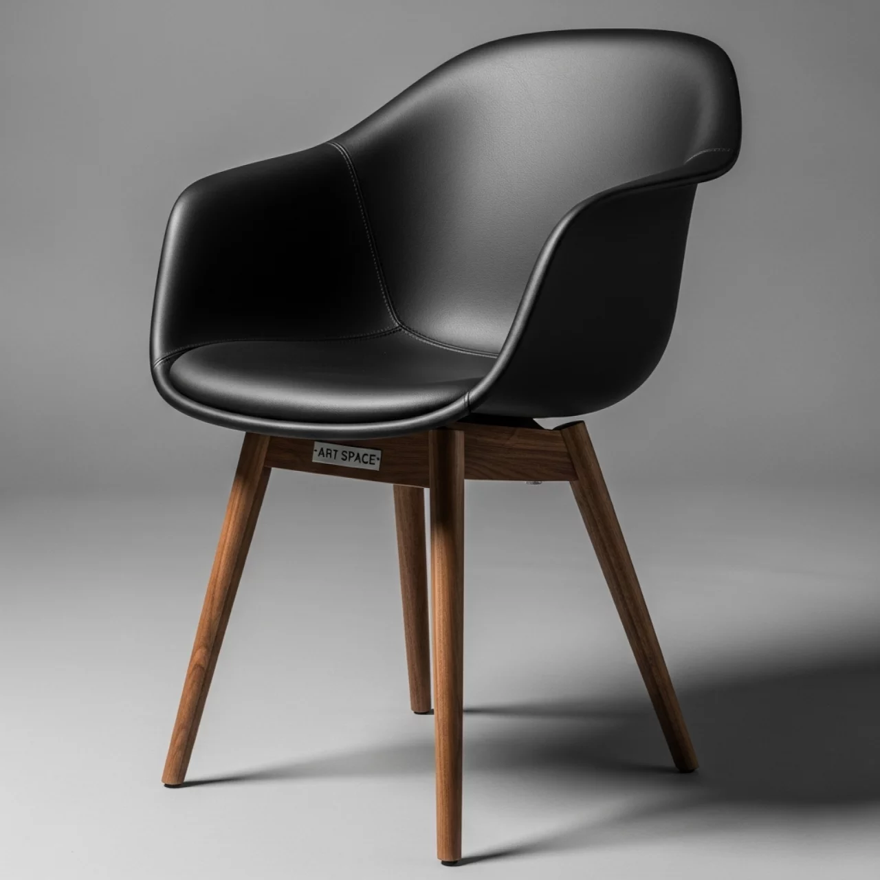Аренда Стул Фарум черная матовая экокожа ножки орех на арене «Фишт» — ART SPACE
