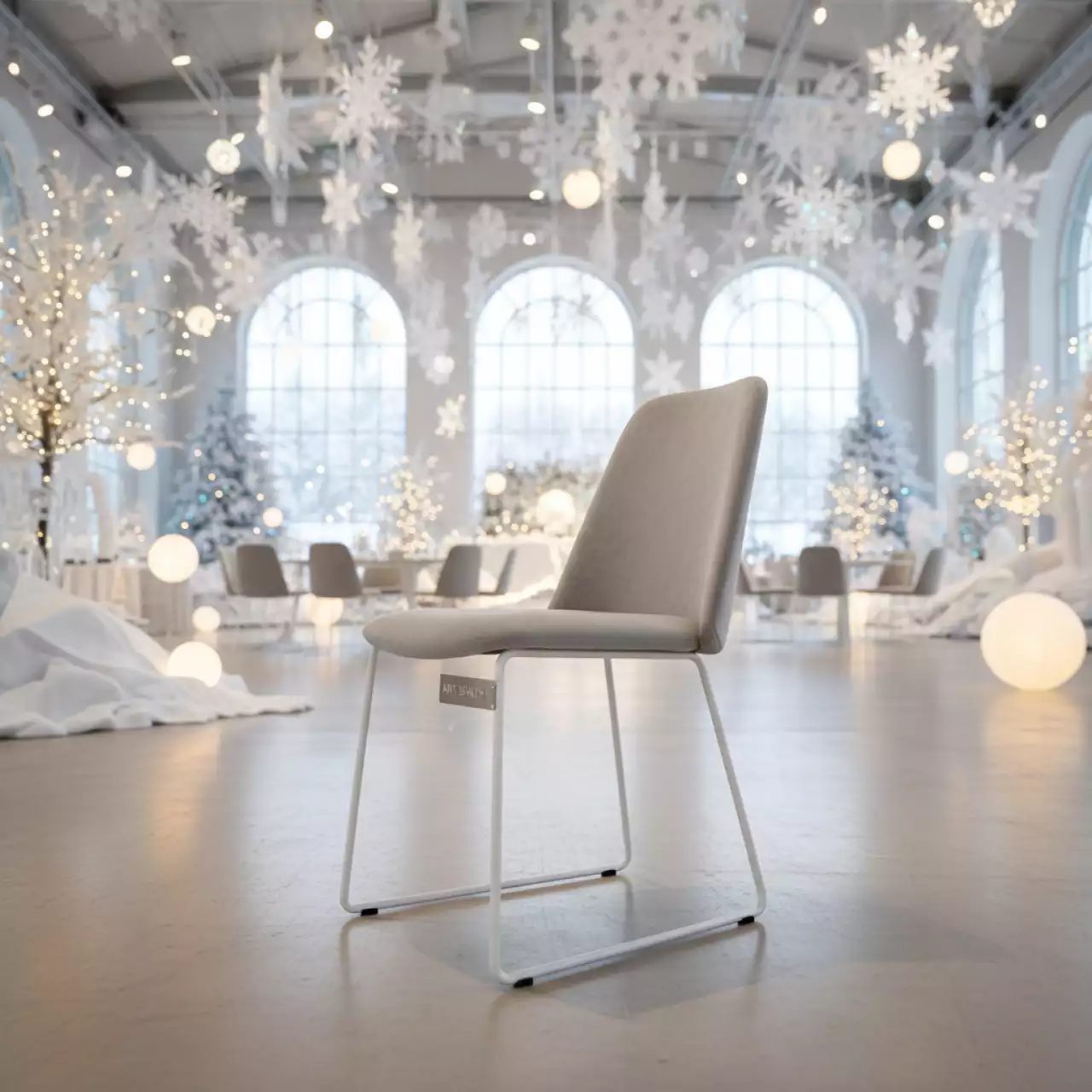 Аренда Стул Флекс велюр светло серый белые ножки на Медальной площади — ART SPACE