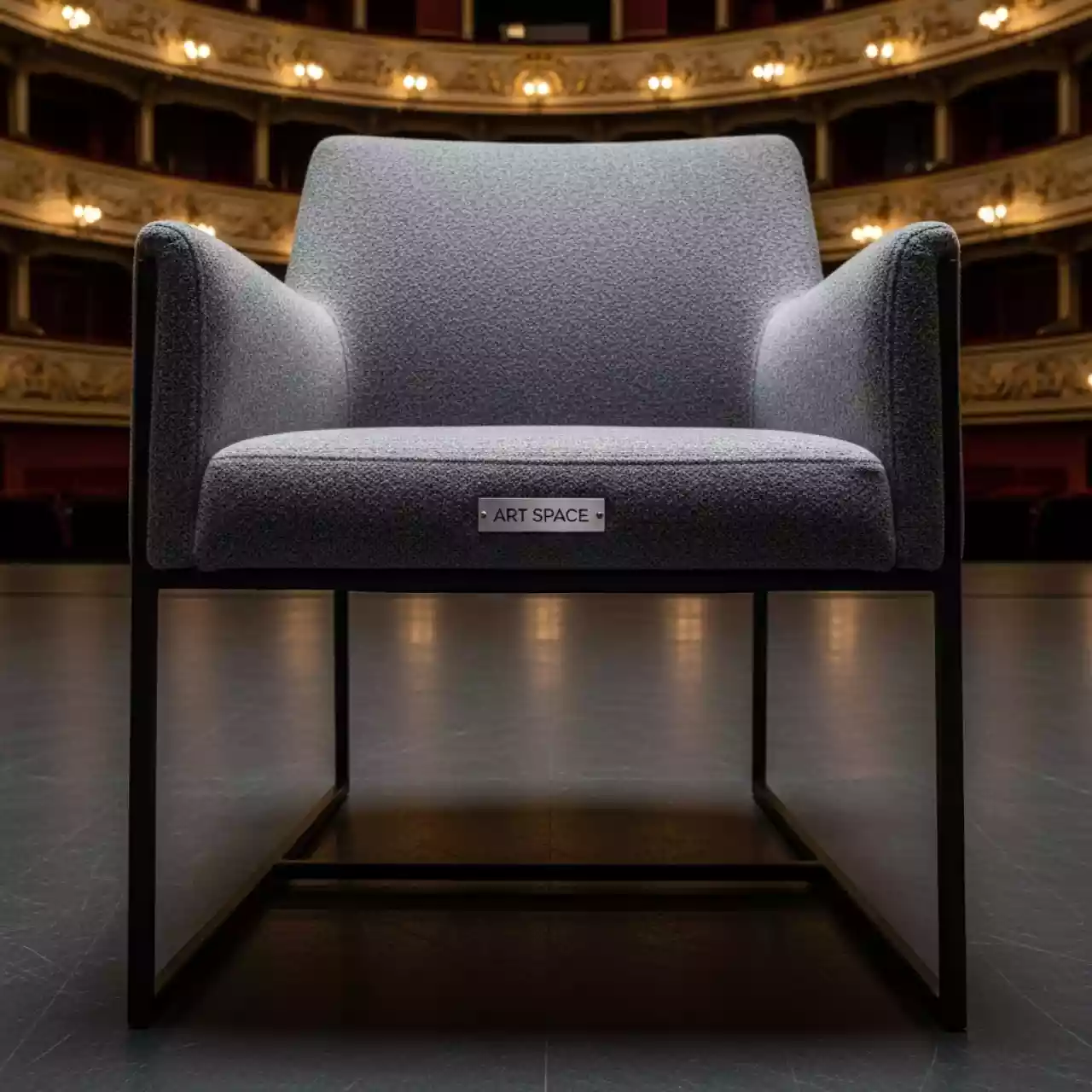 Аренда Стул Гранд флок Genezis графит серый каркас черный муар в Зимнем театре — ART SPACE