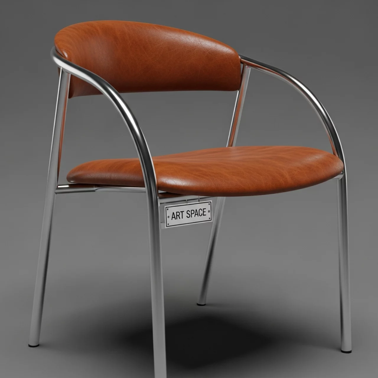 Аренда Стул Helmet экокожа коричневая каркас серебро в парке «Ривьера» — ART SPACE