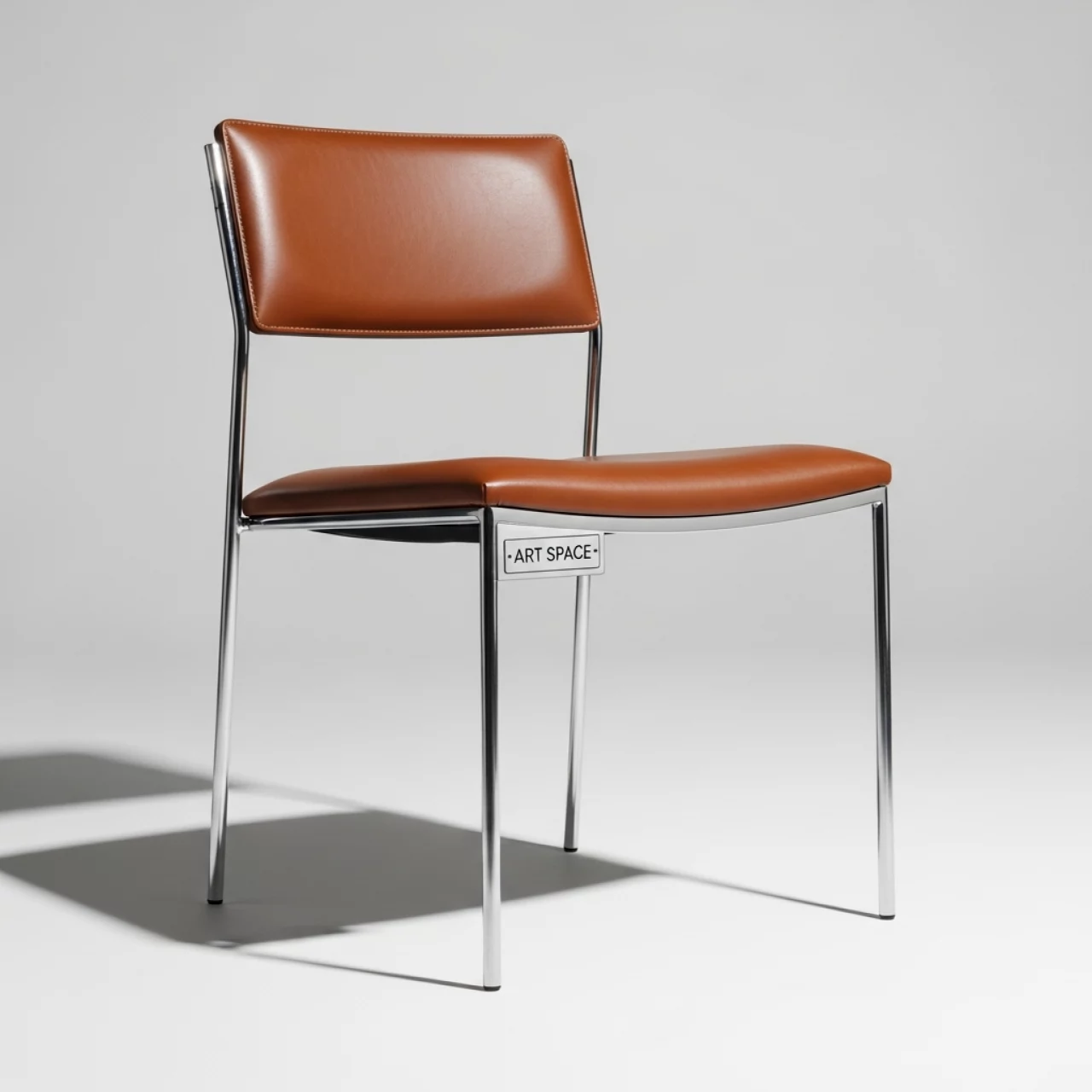 Аренда Стул Helmet каркас серебро экокожа коричневый в пляжном клубе Del Mar — ART SPACE