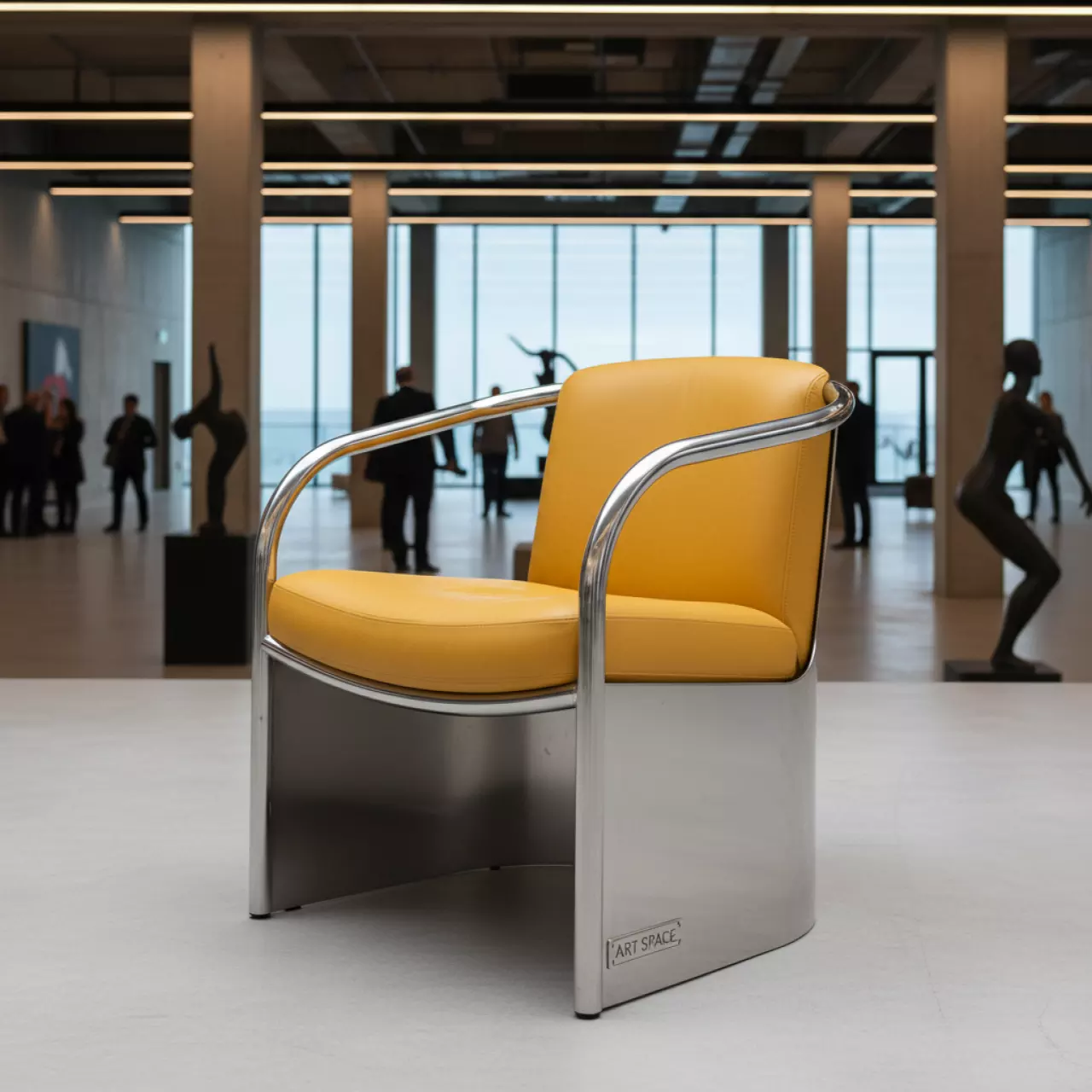 Аренда Стул Helmet каркас серебро экокожа желтый в гранд-отеле «Жемчужина» — ART SPACE
