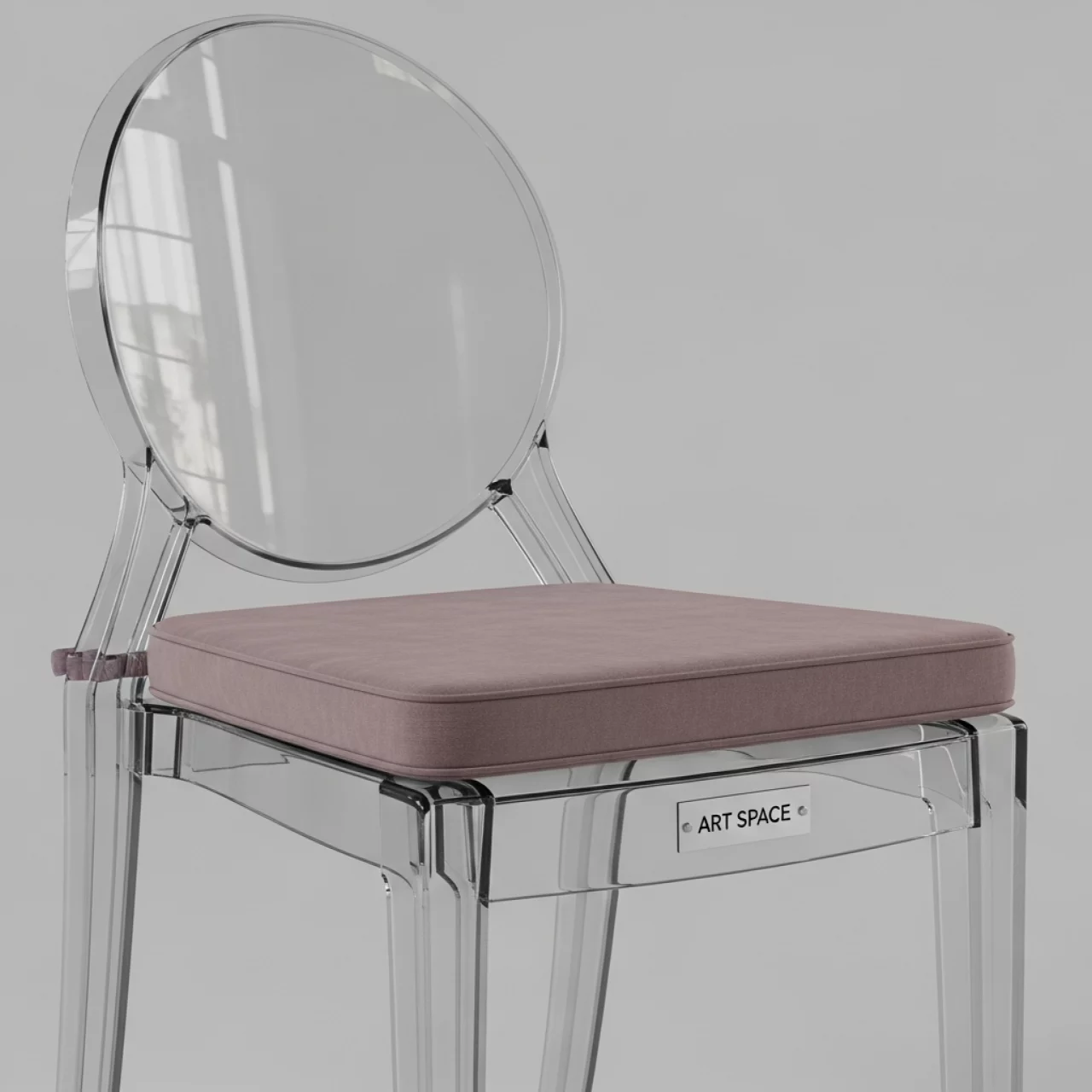 Аренда Стул ХЭМПСОН прозрачный с подушкой цвета пыльный инжир бархат в Mercure Сочи Центр — ART SPACE