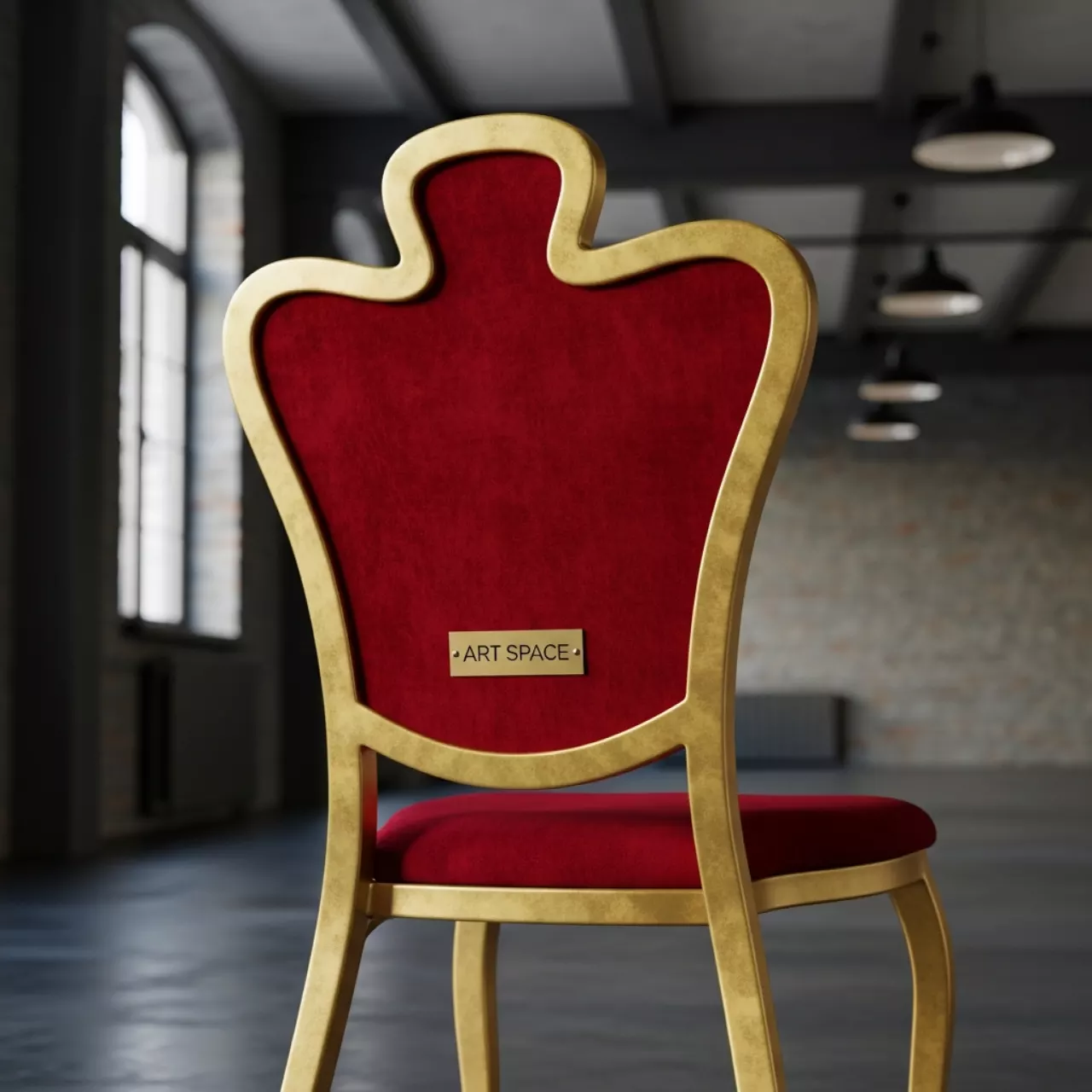 Аренда Стул Хит алюминий золото красная корона в ледовом дворце «Роза Хутор» — ART SPACE