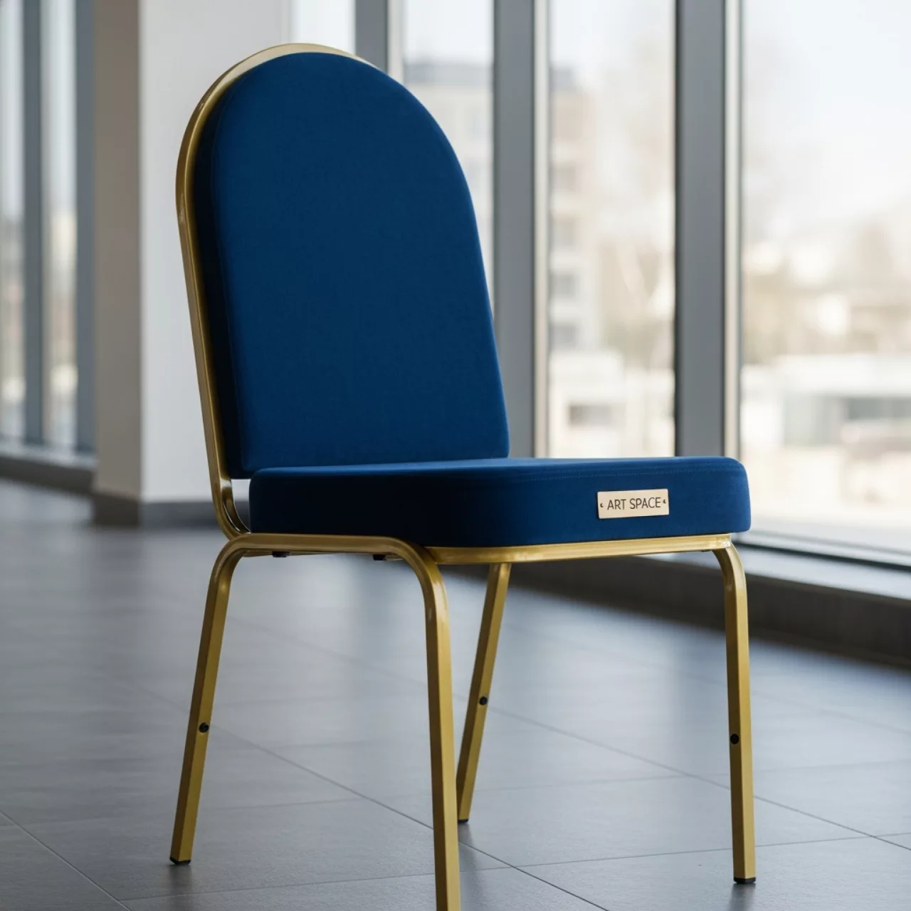 Аренда Стул Хит банкетный синий каркас золото в пляжном комплексе VinoGrad — ART SPACE