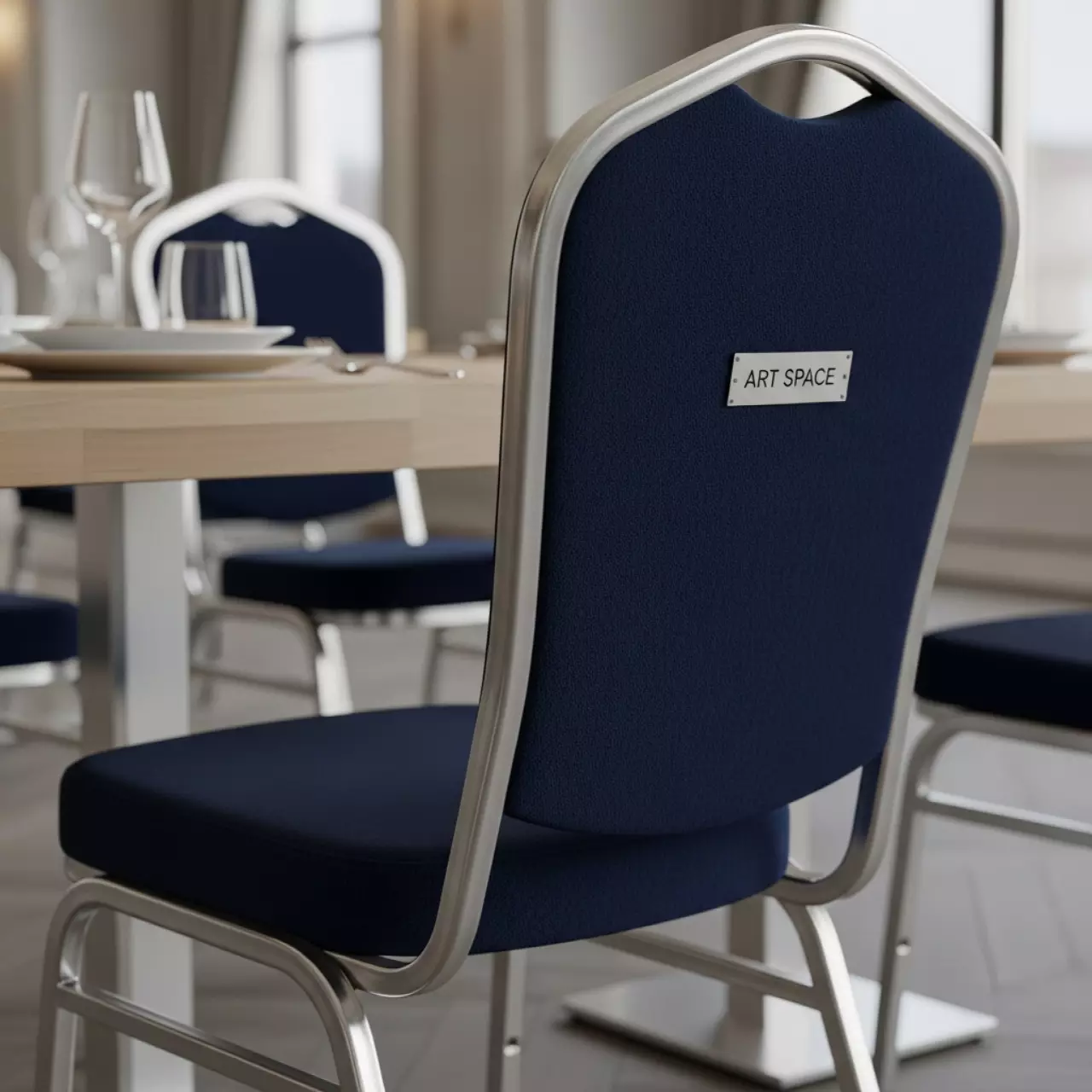 Аренда Стул Хит каркас серебро микрофибра синяя в ресторане «Sanremo» — ART SPACE