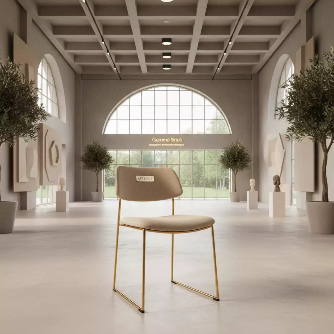 Аренда Стул Хит каркас золото бежевая корона в Gamma Sirius — ART SPACE