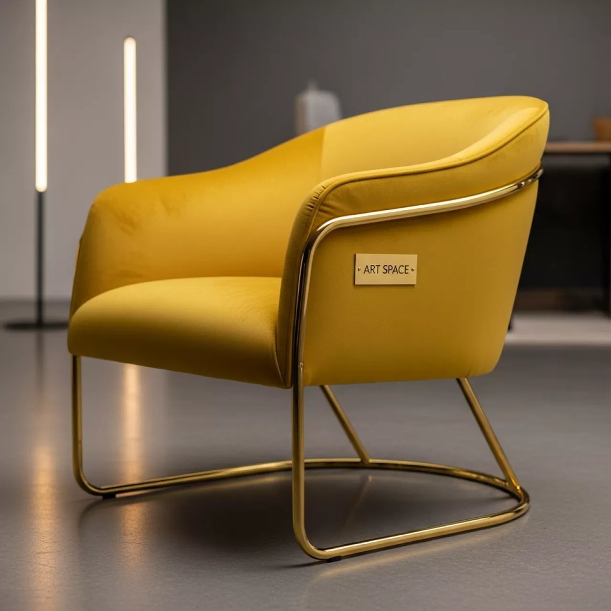 Аренда Стул Хит каркас золото желтый велюр в Green Flow Hotel — ART SPACE