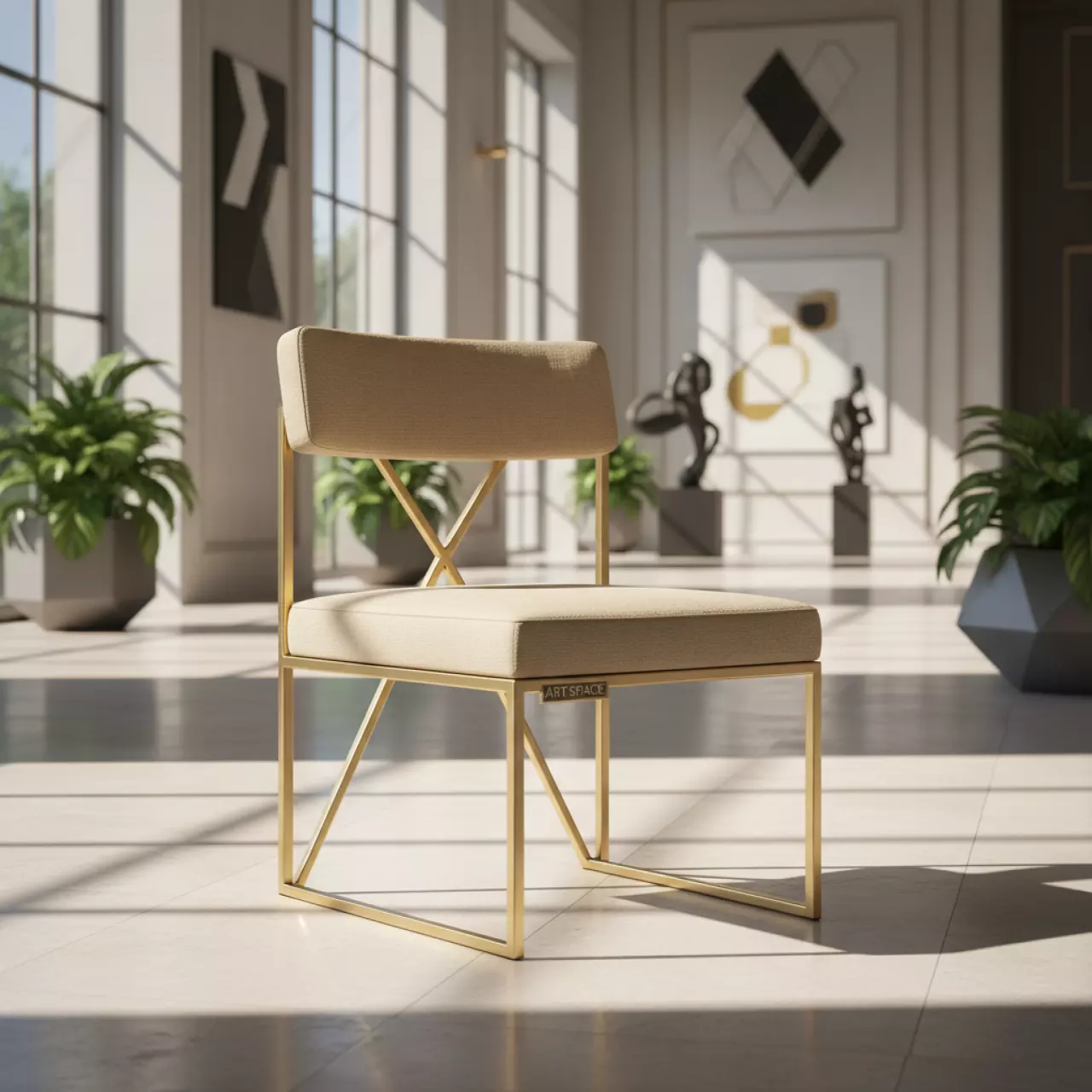 Аренда Стул Хит каркас золотой кросс бежевый в Red Arena — ART SPACE