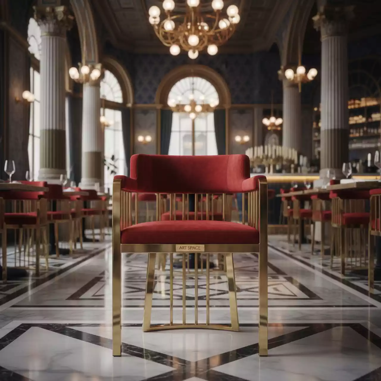 Аренда Стул Хит микрофибра красная каркас золото в ресторане «Sanremo» — ART SPACE