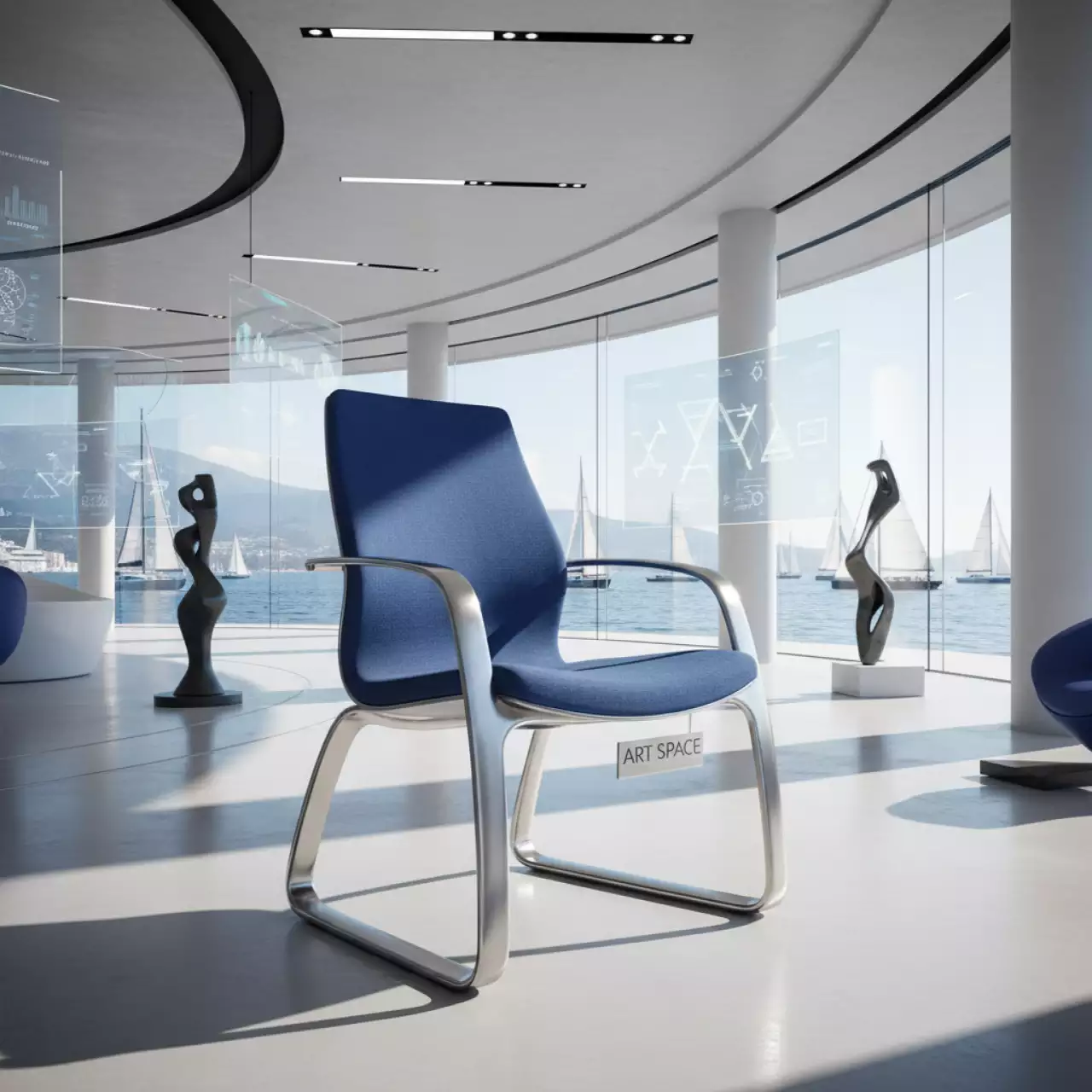 Аренда Стул Хит с алюминиевым каркасом серебро синий на парусной регате (Сочи) — ART SPACE