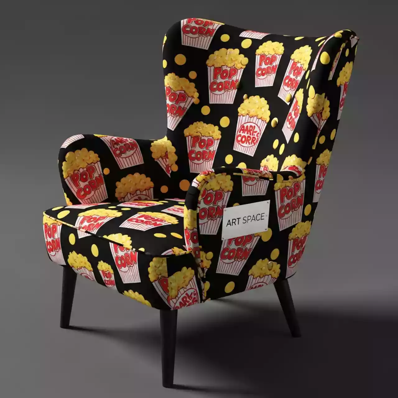 Аренда Стул Хит с подлокотниками черный муар принт Pop Corn в Mövenpick Hotel — ART SPACE
