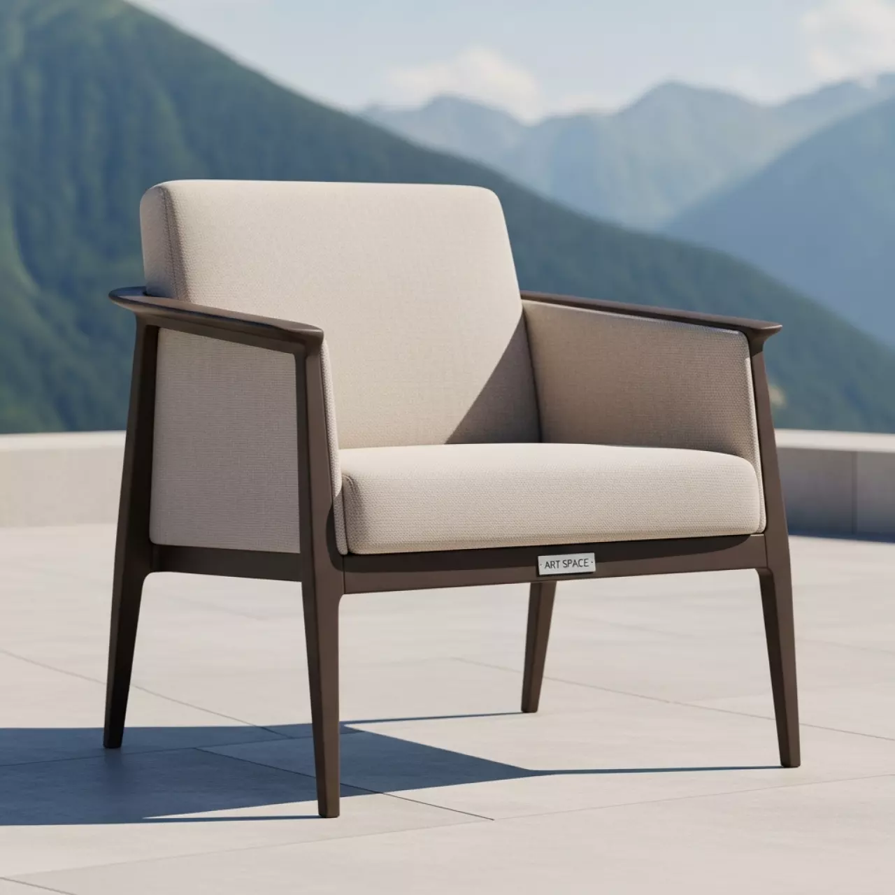 Аренда Стул Хит с подлокотниками и широким сиденьем бежевый каркас коричневый в Golden Tulip Rosa Khutor — ART SPACE