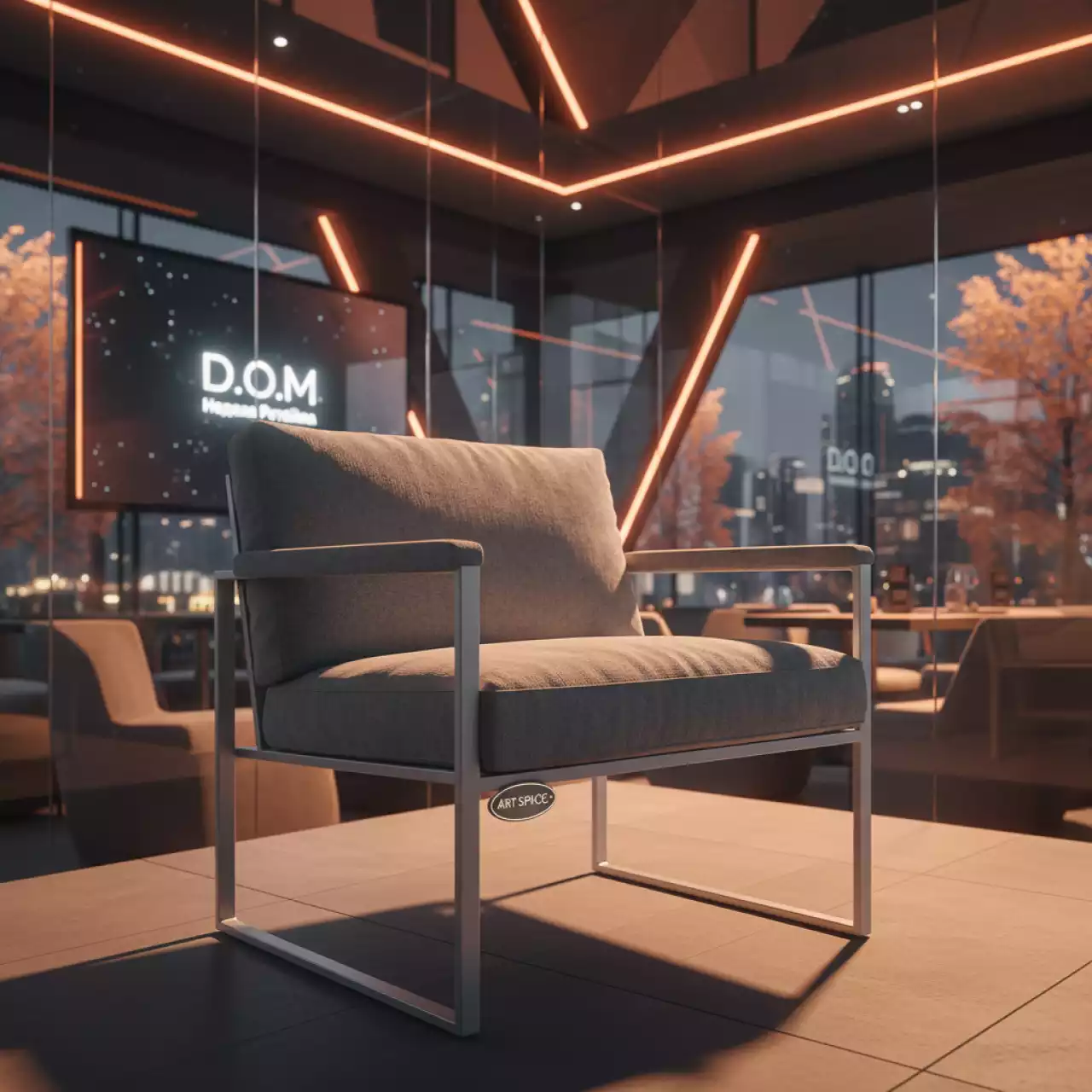 Аренда Стул Хит с широким сиденьем шенилл Malta каркас белый в ресторане «D.O.M» — ART SPACE