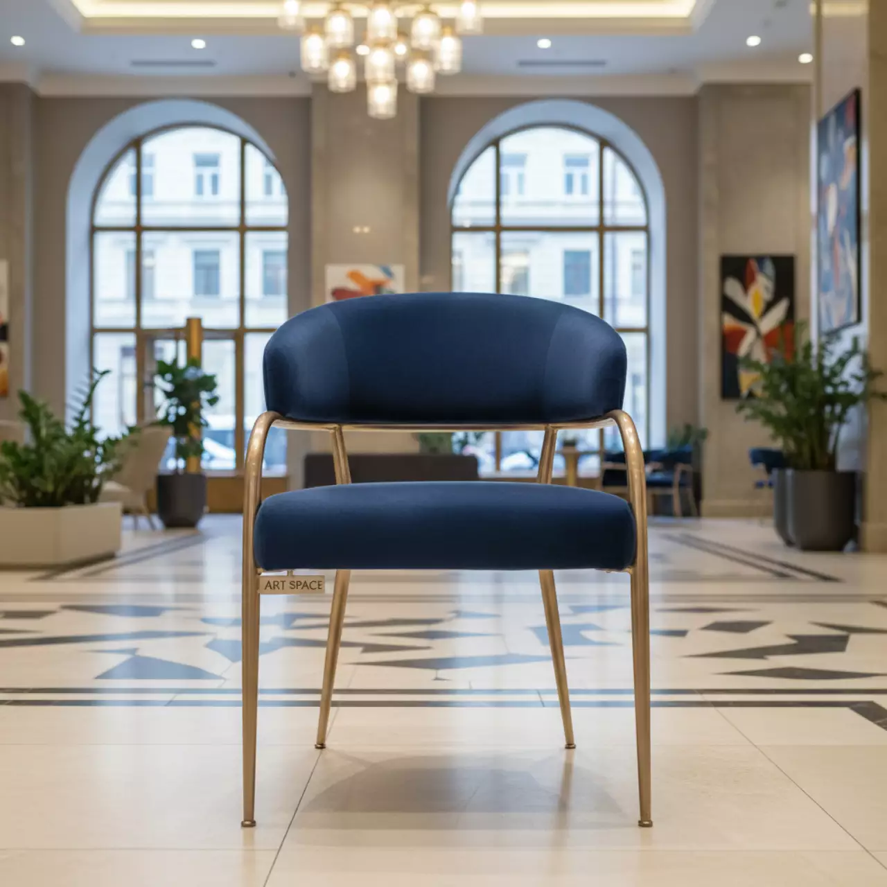 Аренда Стул Хит шампань велюр голубой в Boutique Hotel PORTUM 1905 — ART SPACE