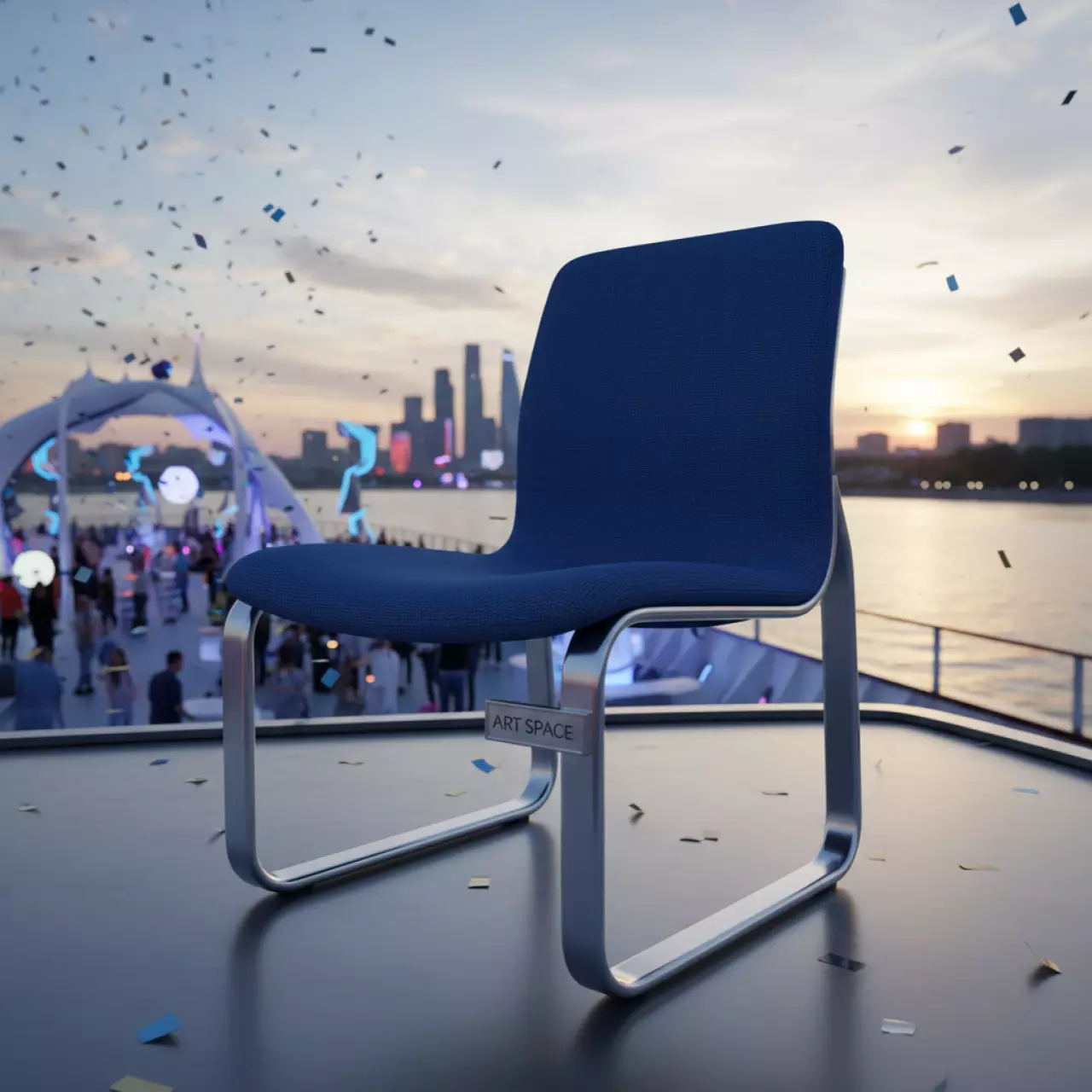 Аренда Стул Хит синий жаккард алюминиевый каркас серебро на теплоходе «Дагомыс» — ART SPACE