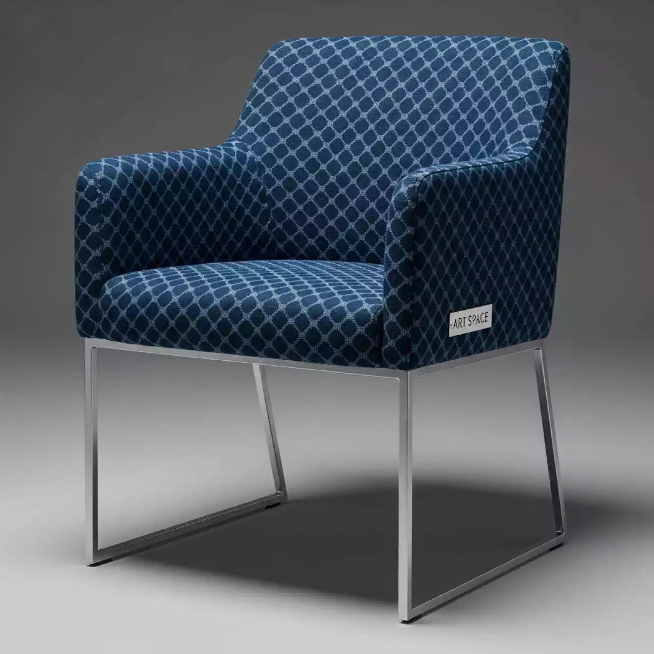 Аренда Стул Хит синий жаккард ромб серебряный каркас в Courtyard by Marriott Sochi — ART SPACE