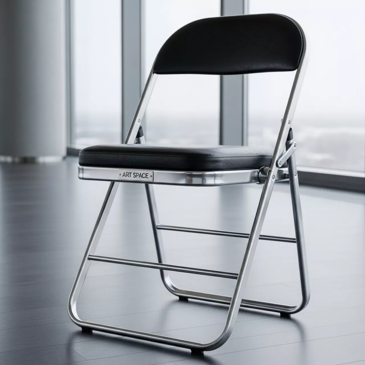 Аренда Стул Хит складной кожзам GALAXY Black каркас серебро в Panorama by Mercure — ART SPACE