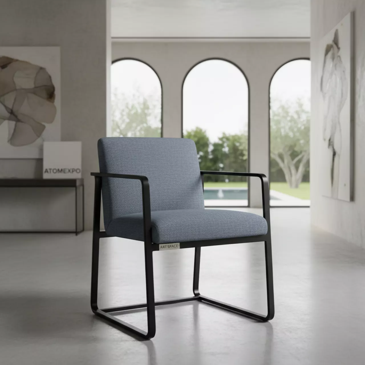 Аренда Стул Хит складной рогожка Levis черный каркас на вилле «Анна» — ART SPACE