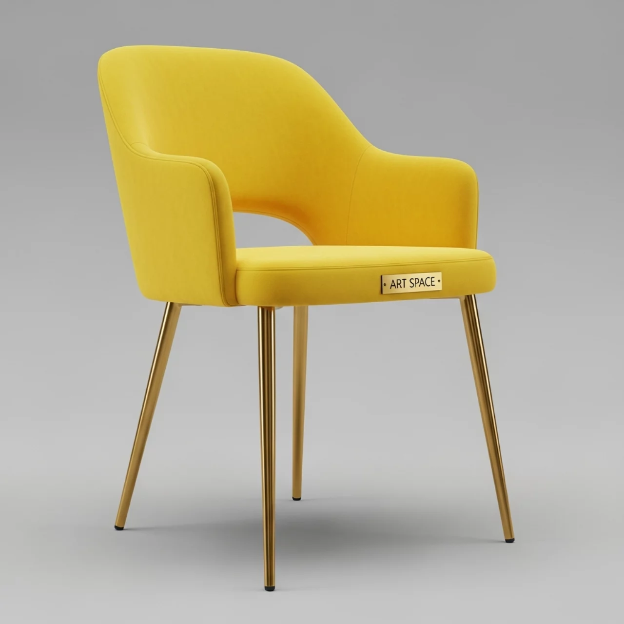 Аренда Стул Хит велюр желтый каркас золото на Имеретинской набережной — ART SPACE