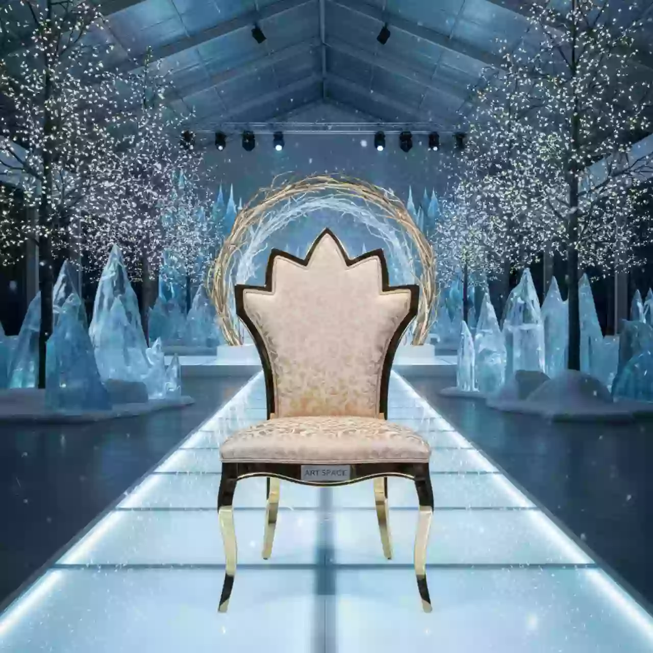 Аренда Стул Хит жаккард корона светло бежевый каркас золотой в парке «Ривьера» — ART SPACE