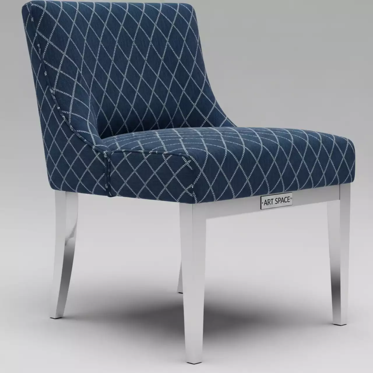 Аренда Стул Хит жаккард синий ромб серебряный каркас в отеле «Богатырь» — ART SPACE