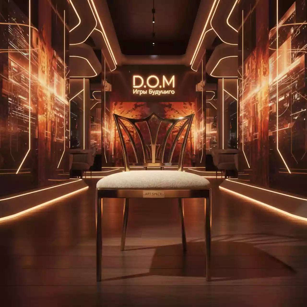 Аренда Стул Хит жаккард светлая бежевая корона золотой каркас в ресторане «D.O.M» — ART SPACE