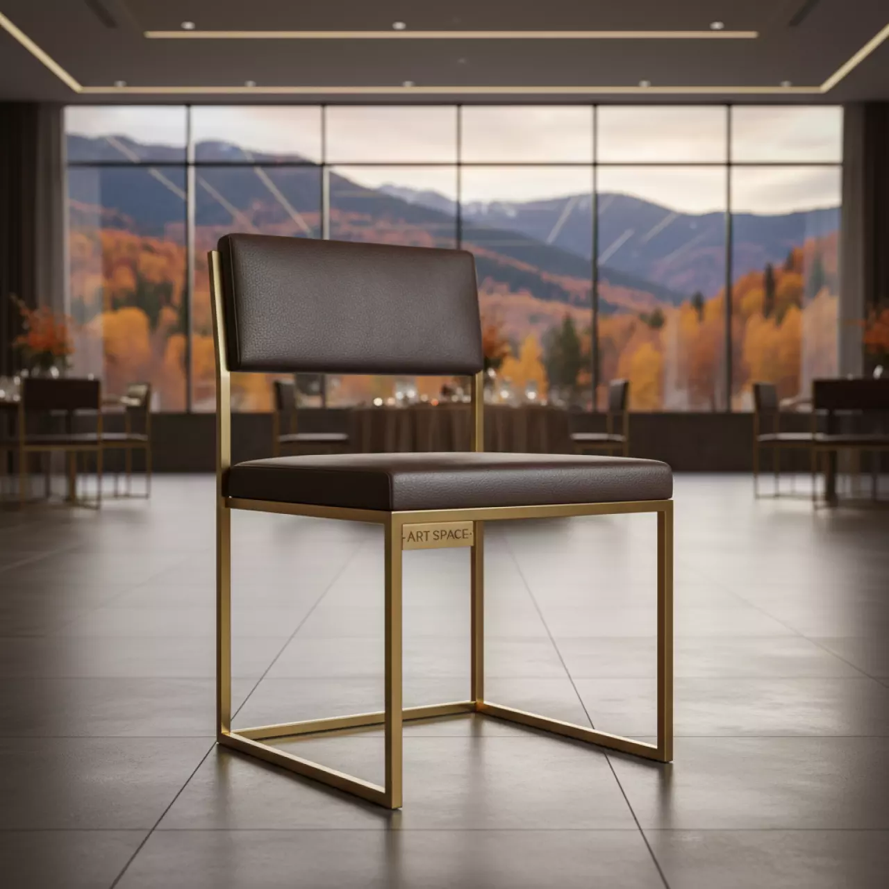 Аренда Стул Хит золото кожзам темно коричневый в Поляна 1389 Отель и Спа — ART SPACE