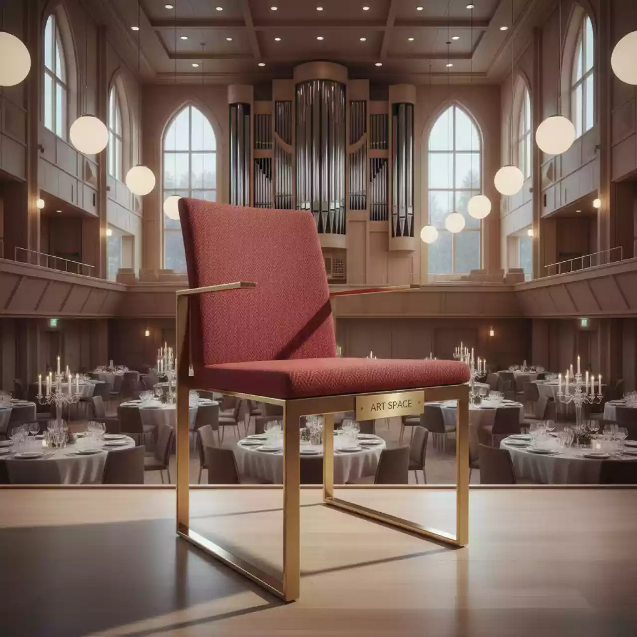 Аренда Стул Хит золото рогожка красная в Зале органной и камерной музыки — ART SPACE
